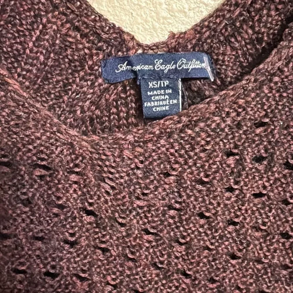 American Eagle Knit Sweater in Grape Oversized XS